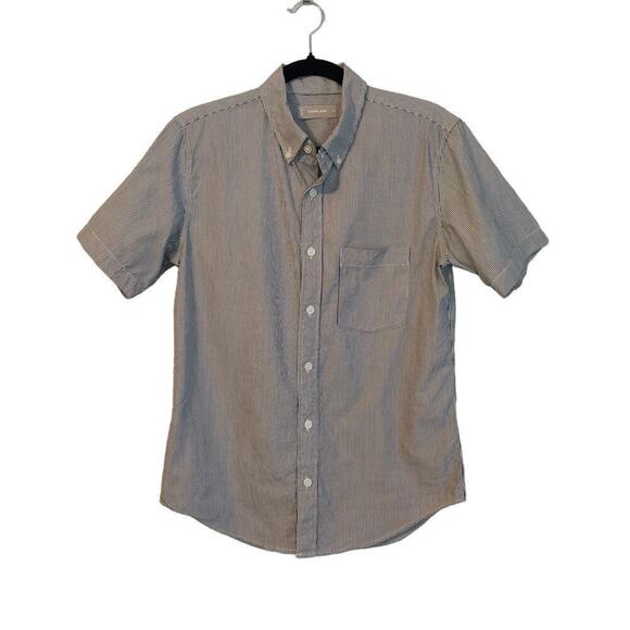 Everlane Pin Striped Button Down Shirt Size XS Navy Cotton Classic Casual Preppy - Picture 8 of 12